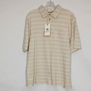 NWT Rainforest Peyote Premium Striped Pique Short Sleeve Polo Mens Size Medium